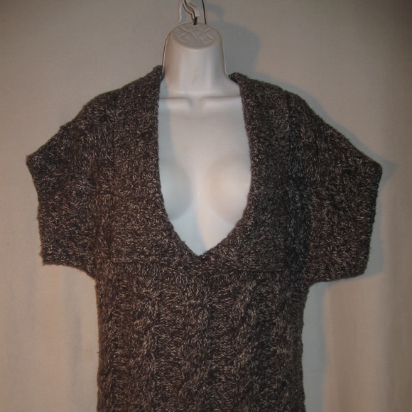 Anthro Lux Deep V-Neck Cableknit Sweater M - Picture 1 of 5